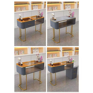 <span class=keywords><strong>Table</strong></span> à ongles compacte en bois blanc crème avec rangement, bureau de manucure multifonctionnel pour la maison, le salon et le nail art - Product Image 5