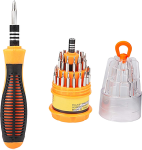 Jeu de tournevis magnétiques 31 en 1 avec poignée antidérapante Kit d'outils de réparation de petits tournevis pour lunettes de montre d'ordinateur de téléphone portable - Product Image 1