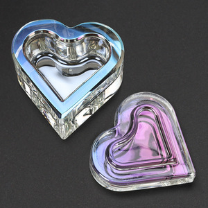 Tazón para Polvo Acrílico en Forma de Corazón con Tapa, de Cristal Transparente, para Salón de Uñas y Manicura - Product Image 3