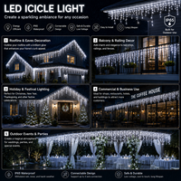 Guirlande de Noël LED, rideau de lumières en forme de glaçons, lumières décoratives de jardin, de rue, d'extérieur, lumières de fête