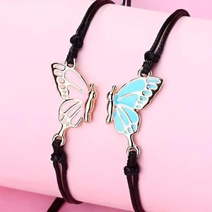Nouveau Bracelet Papillon Coloré Effet Goutte d'Huile pour Femme, Bracelets d'Amitié BFF Tressés, Bijoux - Product Image 5
