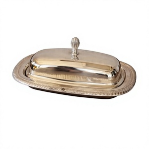 Elegant Metal Butter Tray Brass Silver Finish High Quality Butter Dish With Lid European Style For Dining Tableware Accessory - Product Image 1