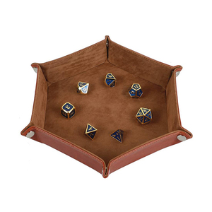 MuYang מכירה לוהטת קוביות מחזיק עור מפוצל מתקפל קטיפה קוביות מגש עבור Rpg dnd אחרים שולחן משחקים 2021 - Product Image 3