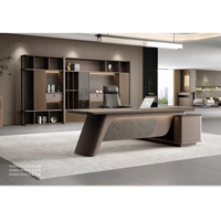 Bureau de direction moderne avec bibliothèque en panneaux de bois pour PDG/directeur, mobilier élégant