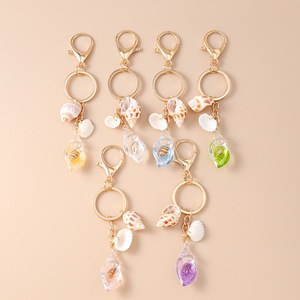 Porte-clés émaillé coquillage, étoile de mer, conque, mignon, avec pompon, souvenir de bord de mer, cadeau, breloque, pour l'été et la plage - Product Image 6