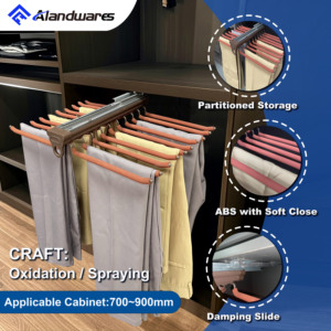 Estante para pantalones de 20 varillas montado en la parte superior, deslizadores de cierre suave, accesorios de armario, herrajes de aleación de aluminio para organizar armarios - Product Image 3