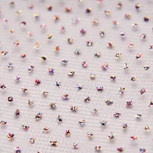 Tessuto di maglia di Tulle per la decorazione nuziale fornitore di cristallo cinese ricamato tessuto di pizzo morbido sensazione della mano