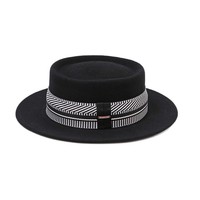 Chapeau haut de forme rétro britannique 100 % laine avec ruban jacquard, coupe ajustée, automne/hiver, réglable et polyvalent, chaud, style inspiré du jazz anglais