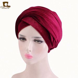 Hot Sell Extra Long Velvet African Pattern Headscarf Tube Turban Hat for Women Adult <b>Head</b> <b>Wraps</b> - Product Image 6