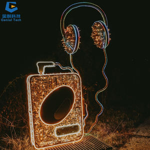 Lanterne de Fête Petite Taille SGML38, Motif Écouteur, Structure en Soie Lumineuse Étanche pour Nouvel An et Thanksgiving - Product Image 1