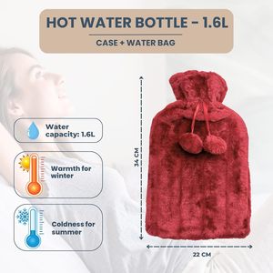Luxury Faux Fur <b>Hot</b> Water Bottle Cover for 2l Rubber Medical <b>Hot</b> Water Bag for Pain Relief - Product Image 2