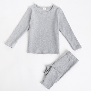 Pijamas para Niños OEM y ODM, Conjuntos de Pijamas de Algodón Acordonado de Color Liso para Niños y Niñas, Ropa de Dormir de Manga Larga - Product Image 5