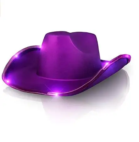 2022 новый стиль мигающие огни блестящий свет фиолетовый ковбойская шляпа