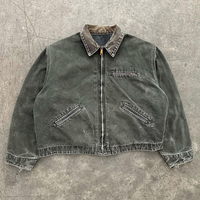 Blouson Bomber en Jean Personnalisé à Capuche Zippé pour Homme, Style Urbain Hiver avec Motif Lettres et Technique Délavée