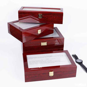 Usine personnalisé montre organisateur de stockage rectangulaire fenêtre transparente montre-bracelet emballage boîte de montre en bois 6 fentes avec tiroir - Product Image 3