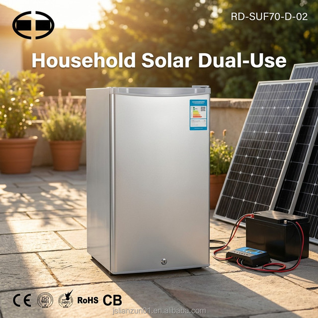 70L Solar Refrigerator Mini Fridge DC 12V 24V Dual Power Portable Cooler for RV Camping Caravan Van Off-grid Home