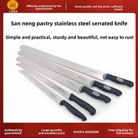 Couteau à pain et à gâteau dentelé en acier inoxydable à triple énergie pour usage domestique et commercial, modèle Sanneng SN4808