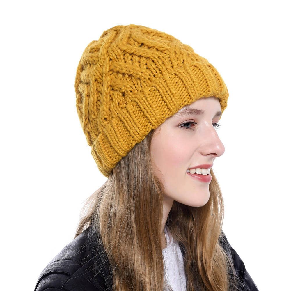 FF1552 Wool Chunky Winter Slouchy Beanie Knit Hat Women Men