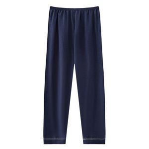 Grosir katun pria musim semi kualitas tinggi Set piyama Solid kancing panjang longgar untuk pria pakaian tidur lembut nyaman