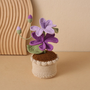 Planta Artificial de Flores de Tung en Maceta, Hecha a Crochet por Kexiang, Decoración de Escritorio de Poliéster, Regalo de Flores Artificiales - Product Image 3