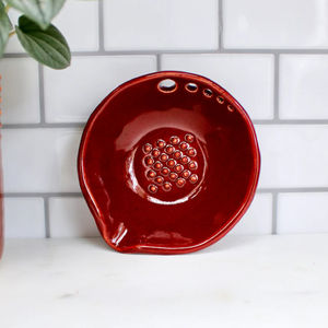 Coupe-herbe et ail en un seul outil de cuisine bol à salade bol à vinaigrette plat en grès fait à la main bol à ail et à herbes - Product Image 3