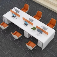 Bureau d'ordinateur en bois au design minimaliste moderne avec finition blanche laquée, bureau combiné pour personnel de bureau