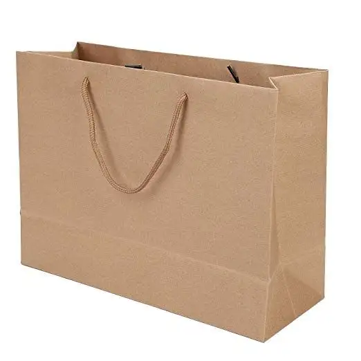 Recycled Customized Printing Fast Food Carry Out Packaging Twisted Handles Brown Kraft Paper Take Away Paper Carrier Bag