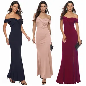 China Factory Wholesale Off Shoulder Sleeveless Gowns Sexy Evening Party Dresses For Woman