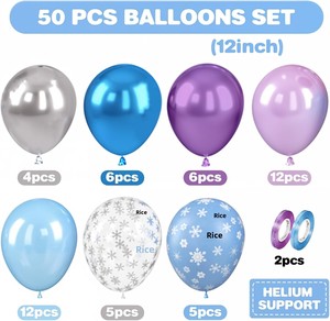 Ensemble de ballons confettis flocons de neige bleu argenté métallisé pour filles et femmes, décorations de fête d'anniversaire sur le thème de l'hiver - Product Image 2