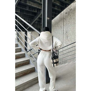 Ensemble de survêtement blanc à motif uni avec impression 'E', coupe-vent, réfléchissant, respirant, léger, décontracté, grande taille, logo, 2 pièces - Product Image 1