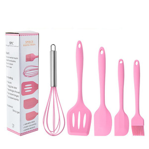 5 Piece Silicone Baking Tools Set With Whisk Spatula Scraper Brush For Kitchen Cooking - Product Image 1