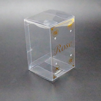 Boîte cadeau transparente écologique avec estampage doré, idéale pour les bouquets de fleurs de savon et les roses fraîches
