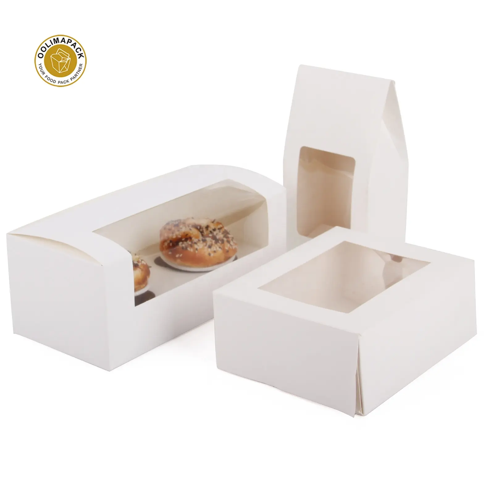 कस्टम एकल/6/12/24 छेद सफेद गत्ता कागज कप केक पैकेजिंग बॉक्स के लिए कप केक मफिन/बेकरी के साथ स्पष्ट खिड़की