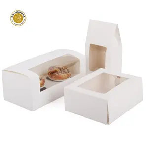 Custom single/6/12/24 holes white cardboard paper cupcake packaging box for cupcake muffin / bakery with clear window