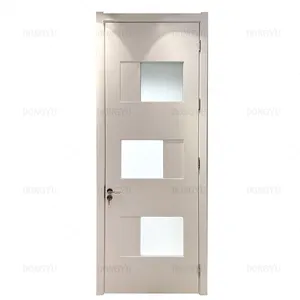 Apprêt blanc Lisse 2 panneaux Portes plates en bois Portes intérieures Conception de porte principale moderne noire et blanche
