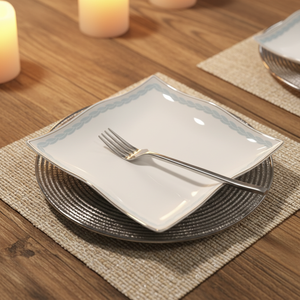 Luxury 6-8 Piece Eco-Friendly Bone China <b>Dinnerware</b> Set European Style Green Gold Pattern Camping Use Dishwasher Microwave Safe - Product Image 3