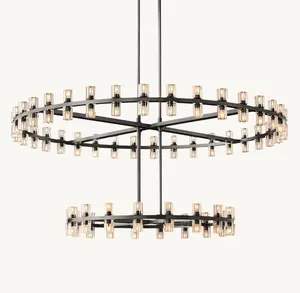 Sunwe American Villa Modern Luxury Lighting Luxury Bronze Brass 60 Inch Arcachon LED Round Two-Tier Chandelier