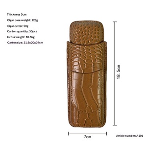 Portasigari in Pelle PU, Scatola Portatile per Sigari con 2 Tubi, Contenitore da Viaggio con Tagliasigari, Vendita all'Ingrosso - Product Image 2
