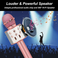 Microphone karaoké sans fil rechargeable BT avec haut-parleur intégré, micro KTV portable pour fêtes à domicile et chant en extérieur