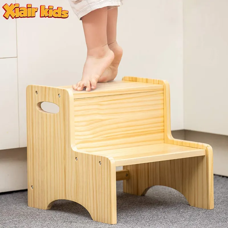 Xiair – tabouret en bois naturel pour enfant en bas âge, cuisine Montessori, échelle à deux marches pour enfants, entraînement indépendant, lavage des mains