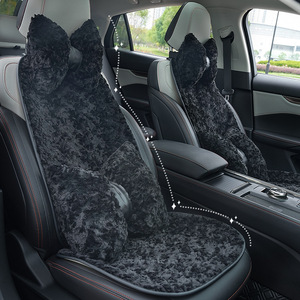 Fundas de Asiento de Coche de Piel Sintética, Juego Completo, Cálidas para Invierno, Cojines Delanteros de Felpa Gruesa Decorativos - Product Image 1