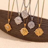 Collier pendentif Tarot gravé Dreamshow, mode été, plaqué or 18 carats, bijoux en acier inoxydable, ensemble de colliers