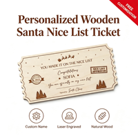 Billet personnalisé en bois pour la liste des bonnes actions de Noël, ornement souvenir de Noël, accessoire de fête, décoration de photomaton, carte de mariage et d'anniversaire