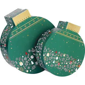 wholesale christmas decoration supplies ball shape trees basket packaging kit paper gifts boxes