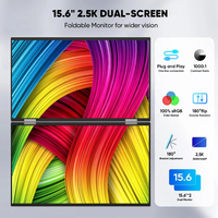 15.6 pouces QHD moniteur Portable double pliant ODM vente en gros en vrac personnalisé béquille intégrée VESA 75*75mm aucun pilote requis