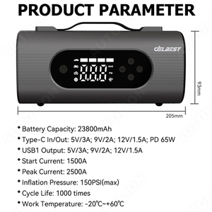 23800mAh ABS <strong>Car</strong> Jump Starter Power Bank with Tire Pressure Monitor 2500A Compressor Vacuum &amp; Air <strong>Blower</strong> - Product Image 3