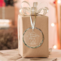 Ornements de Noël suspendus en verre rond transparent de haute qualité K9 Crystal 80 mm, décoration de sapin de Noël