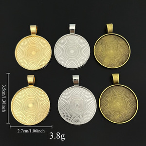 Base de pendentif en alliage de zinc pour bijoux DIY, style vintage, rond 25mm, composant de collier plaqué, pour l'exportation - Product Image 6