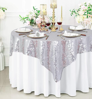 Nappe scintillante en sequins argentés pour fête, mariage, banquet, réception du Nouvel An, décoration