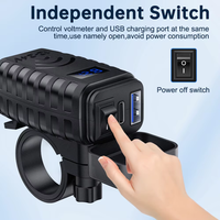 Interrupteur électronique à affichage numérique pour bateaux et motos, avec charge rapide PD3.0+QC3.0, haute et basse tension, et fonction de sangle de fixation